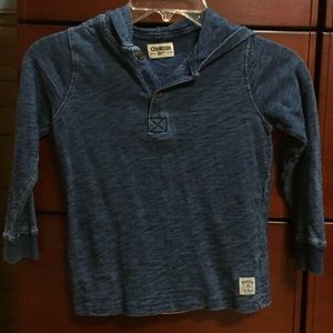 Boy’s OshKosh LS Hoodie Tee - Navy Blue Size 5T